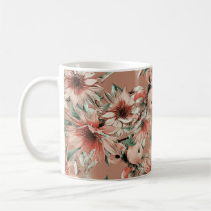Mug Fleurs de soleil, pommes : motif d'aquarelle d'aut
