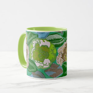Mug Fleurs de style vintage en Coupe d'Art Vert