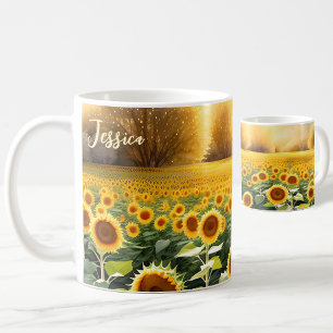 Mug Fleurs de Tournesol Personnalisé - Cadeau Insp