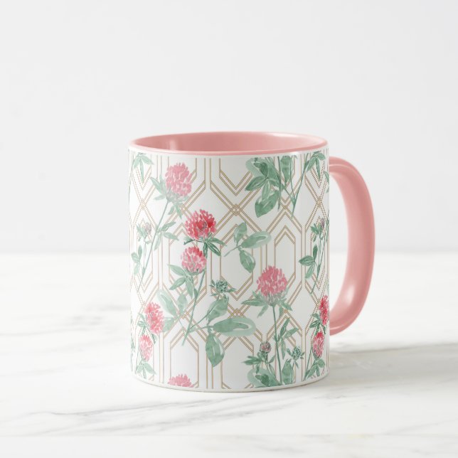 Mug Fleurs de trèfle d'aquarelle (Devant droit)