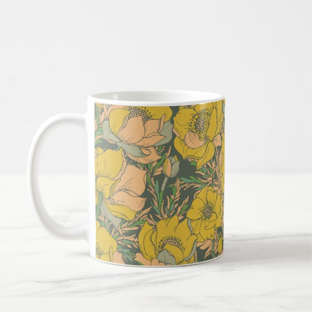 Mug Fleurs de Trollius Graphiques (Gauche)
