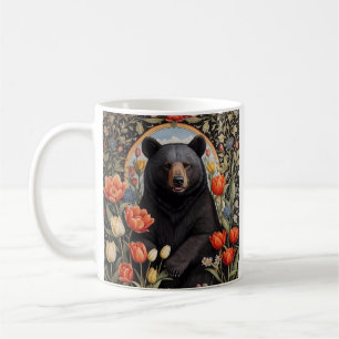 Mug Fleurs de tulipes colorées à l'ours noir