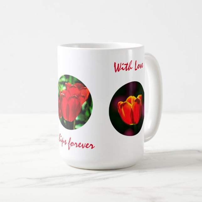 Mug Fleurs de tulipes rouges (Devant droit)