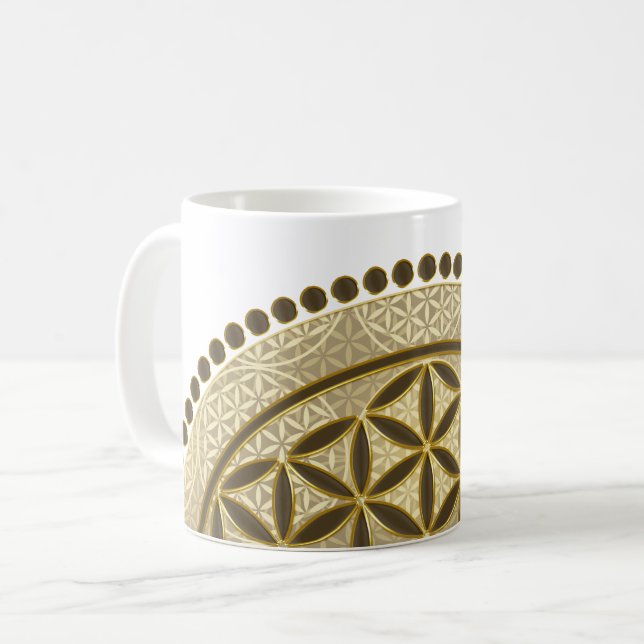 Mug FLEURS DE VIE - Symbole de géométrie sacrée Art 2 (Devant gauche)
