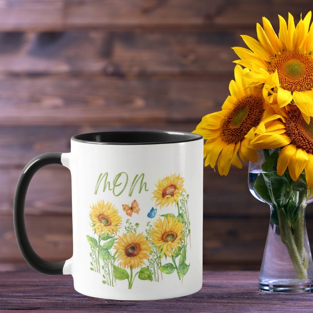 Mug Fleurs d'eau Tournesols papillons Fête des mères (Créateur téléchargé)
