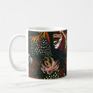 Mug Fleurs dessinées à la main, forêt de palmiers trop