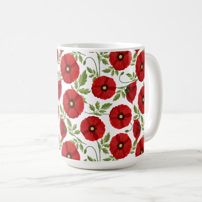 Mug Fleurs d'été joyeuses floraison de pavot (Devant droit)