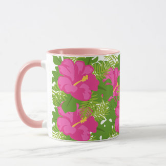 MUG FLEURS D'HIBISCUS ROSE CHAUD