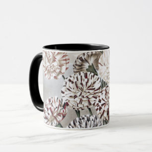 Mug Fleurs d'œillet panachées vintage avec ciel gris