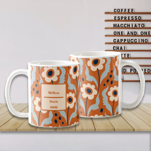 Mug Fleurs d'oeufs d'orange brûlés Nom personnalisé
