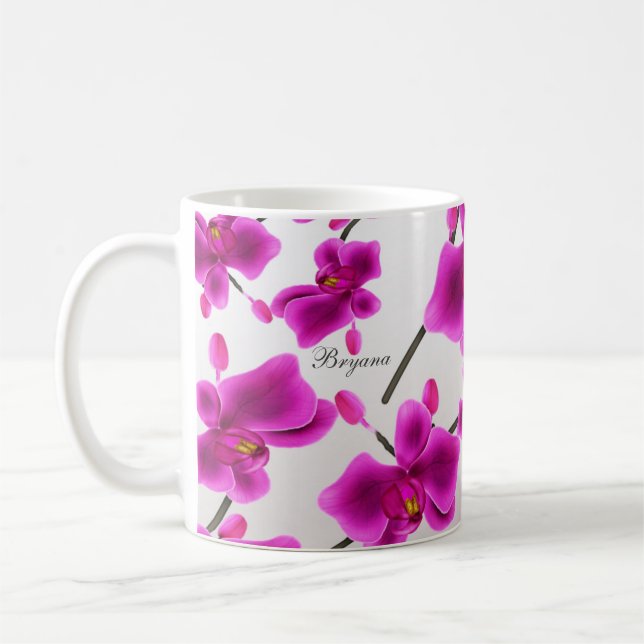Mug Fleurs d'orchidées Élégant floral (Gauche)