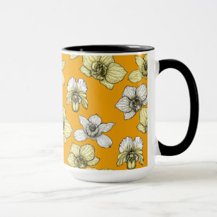 Mug Fleurs d'orchidées jaune et blanc