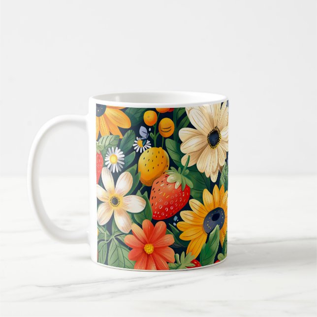 Mug Fleurs du jardin d'été Motif de fraises (Gauche)