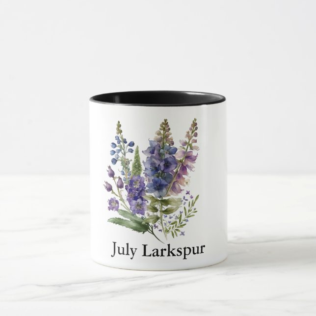Mug Fleurs du mois de naissance mignonnes/Larkspur jui (Centre)