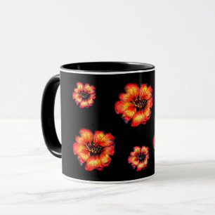 Mug Fleurs écarlate motif sur noir