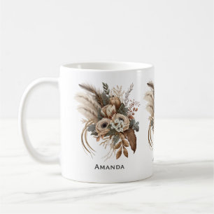Mug Fleurs Élégantes Feuillage et plumes