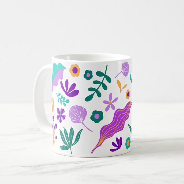 Mug Fleurs et Feuilles modernes mignons (Devant gauche)