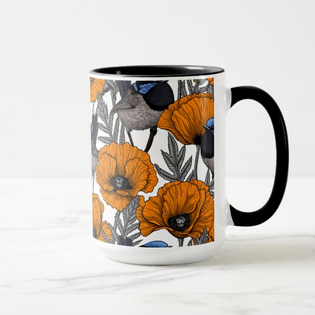 Mug Fleurs et fleurs de pavot orangé 2 (Droite)
