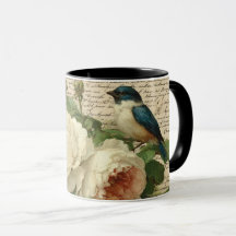 fleurs et oiseau vintage