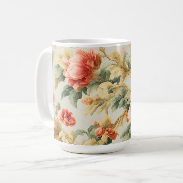 Mug Fleurs Exquises Extraordinaires, Feuilles. Peintur (Devant gauche)