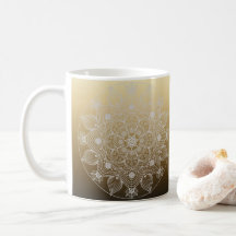 Fleurs, Feuilles, Dentelle Blanche Floral Mandala 