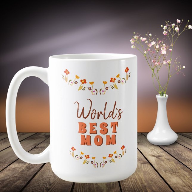 Mug Fleurs florales de la meilleure maman du monde (Créateur téléchargé)