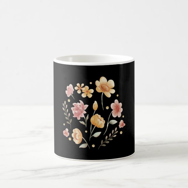 Mug Fleurs florales et aquarelle feuille (Centre)