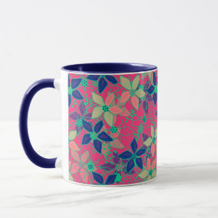 Mug Fleurs florales invisibles motif rouge d'été bri
