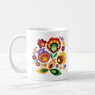 Mug Fleurs folkloriques polonaises orange