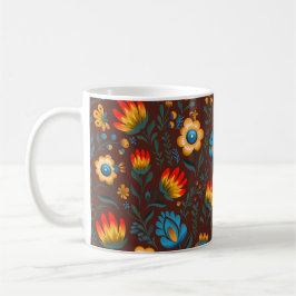Mug Fleurs folkloriques polonaises Wycinanki Brown