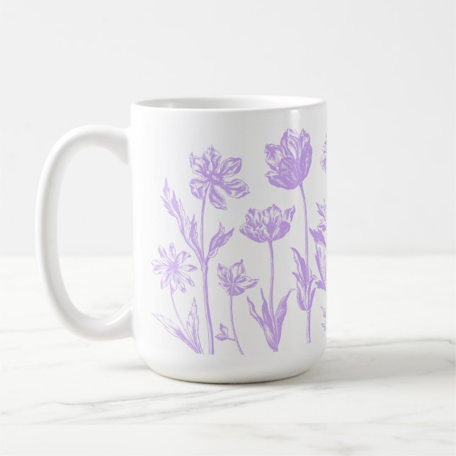 Mug Fleurs gravées (Lavande) (Gauche)