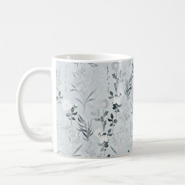 Mug Fleurs grises Peinture Botanique (Gauche)