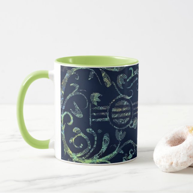 Mug Fleurs Guitare Art - Romantique (Avec donut)