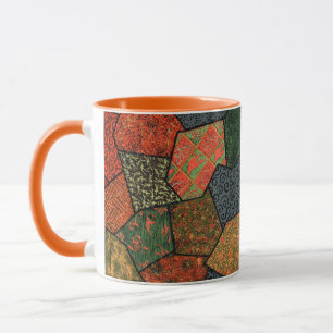 MUG FLEURS JAPONAISES ANCIENNES, FEUILLES, FLEURS GÉOM