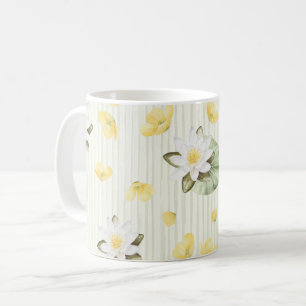 Mug Fleurs Jaunes Blanches Rayures