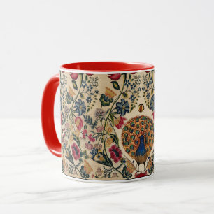 Mug FLEURS JAUNES BLEU ROUGE ET PARACOCK Antique Flora