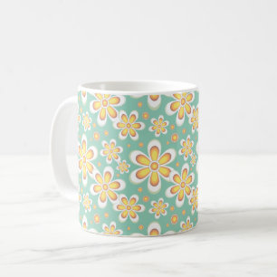 Mug Fleurs jaunes de printemps sur fond vert