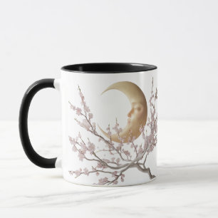 Mug Fleurs Lune - Elégante Lune Crescent & Cerise