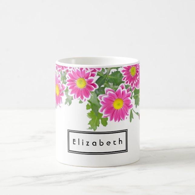 Mug Fleurs marguerites fraîches roses et blanches pers (Centre)