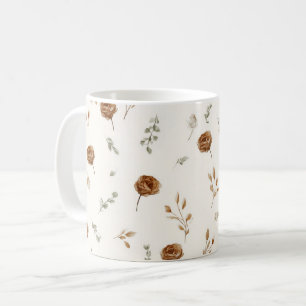 Mug Fleurs Marron Crème