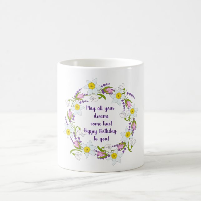 Mug Fleurs mignonnes romantiques anniversaire Minimali (Centre)