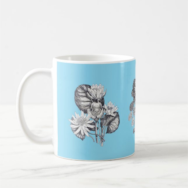 Mug Fleurs monochromes sur arrière - plan bleu bébé (Gauche)