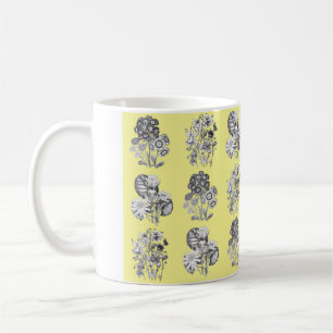 Mug Fleurs monochromes sur arrière - plan jaune