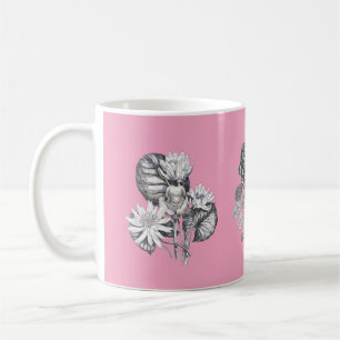 Mug Fleurs monochromes sur arrière - plan rose