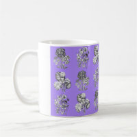 Fleurs monochromes sur fond lilas