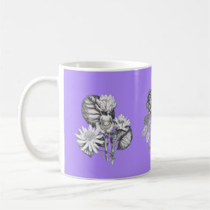 Mug Fleurs monochromes sur fond lilas