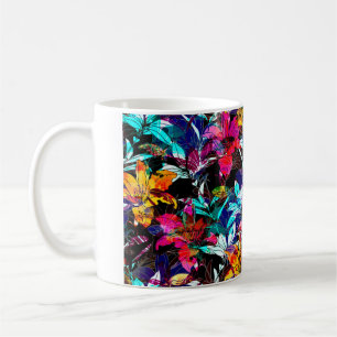Mug fleurs naturelles et aquarelle feuille patte trans