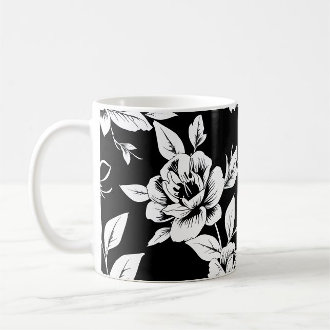 Mug Fleurs noires et blanches (Gauche)