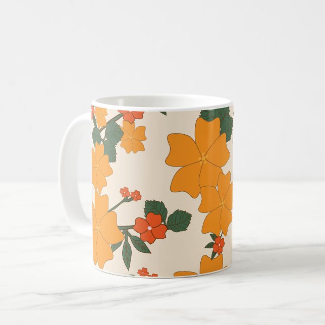 Mug Fleurs Oranges, Motif Floral, Motif De Fleurs (Devant gauche)