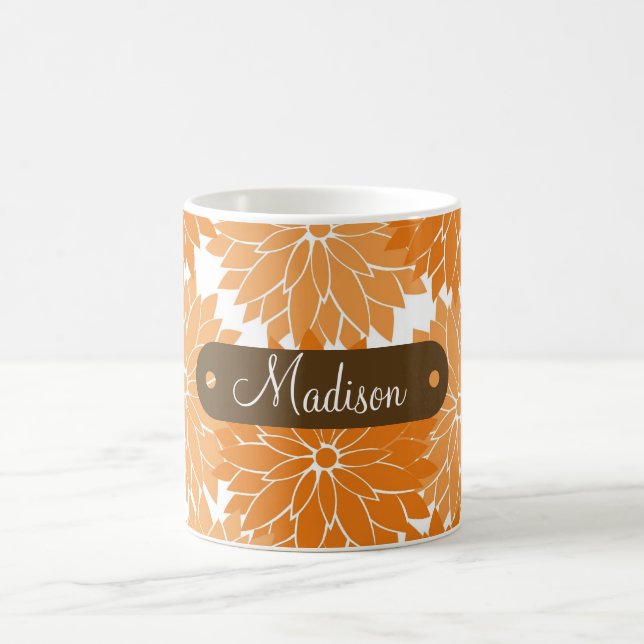 Mug Fleurs oranges nommées de fleur personnalisées par (Centre)